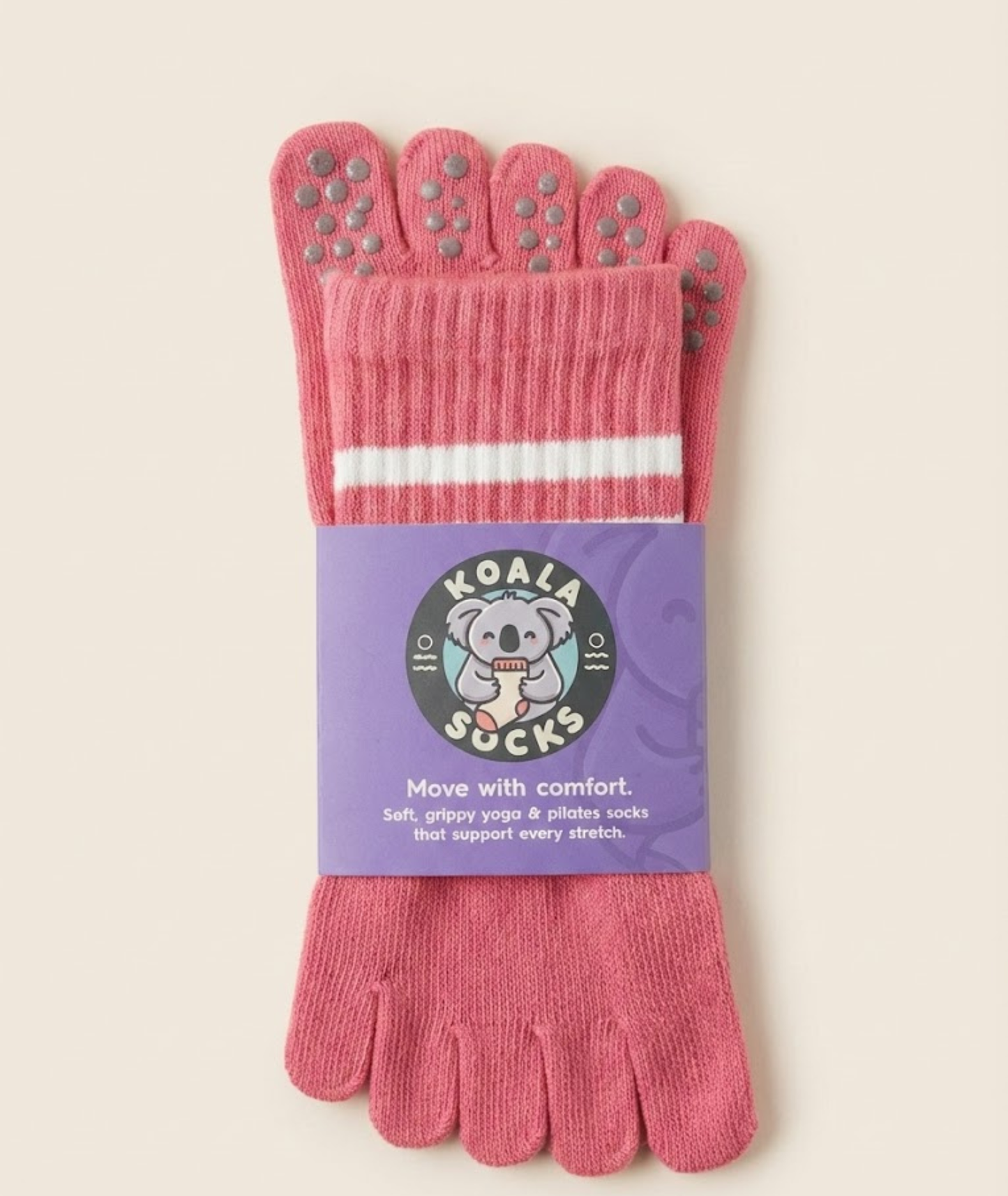 Pink Striped Toe Socks