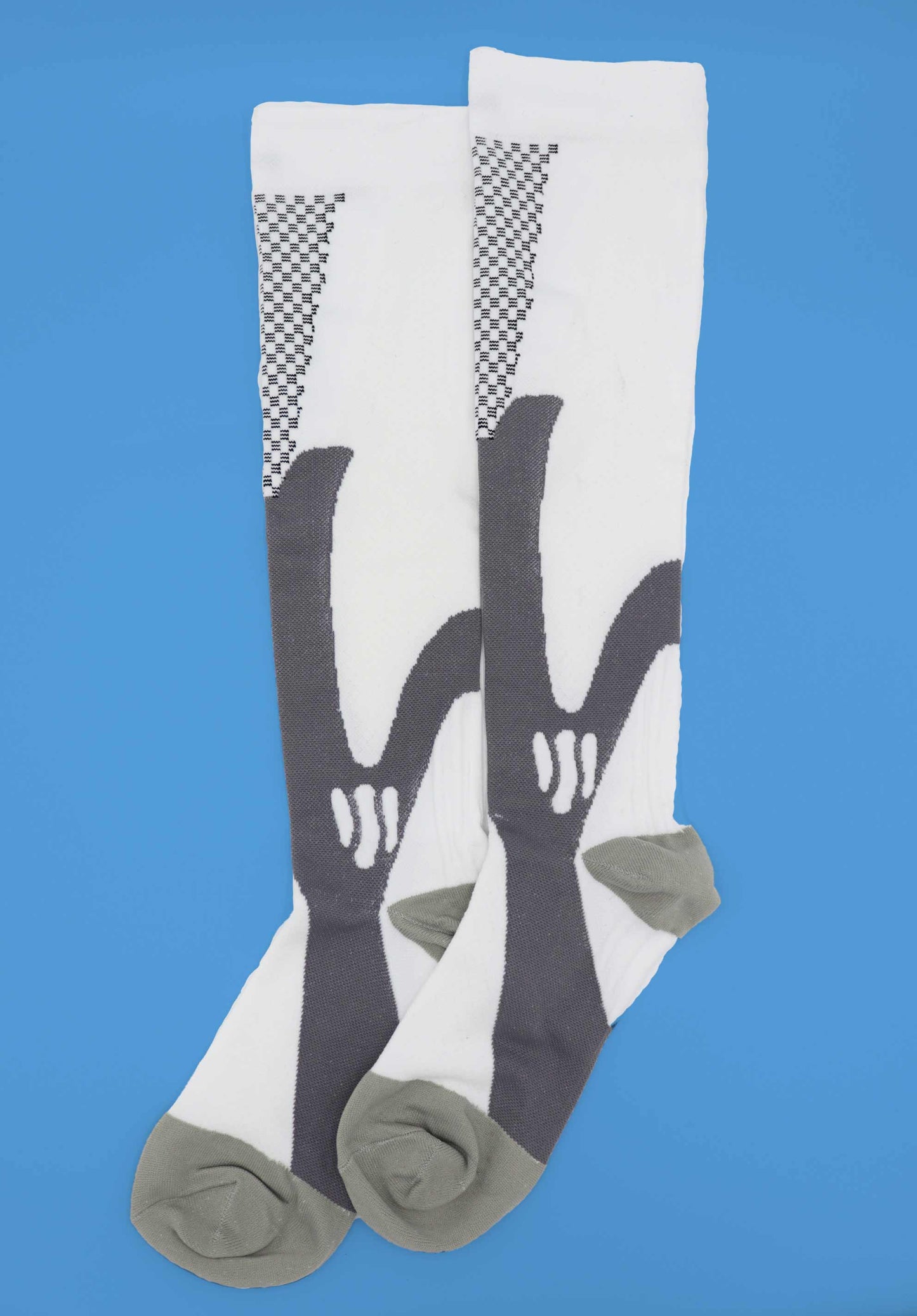 White, Grey & Green Running Compression Socks