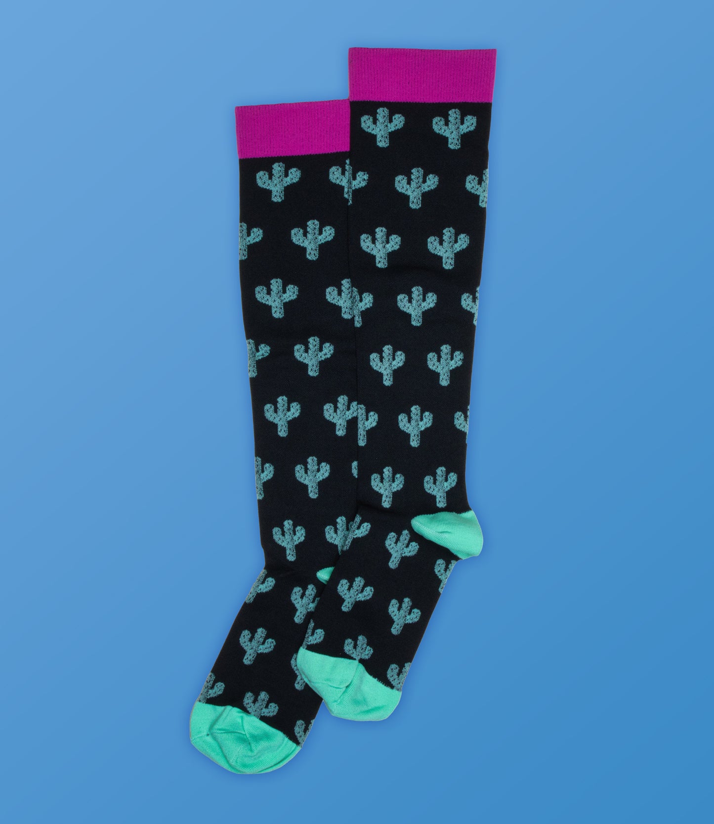 Black & Green Cactus Compression Socks