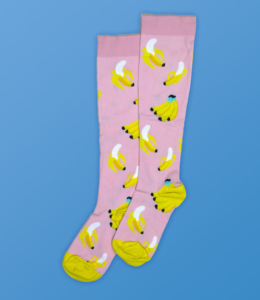 Pink & Yellow Banana Compression Socks