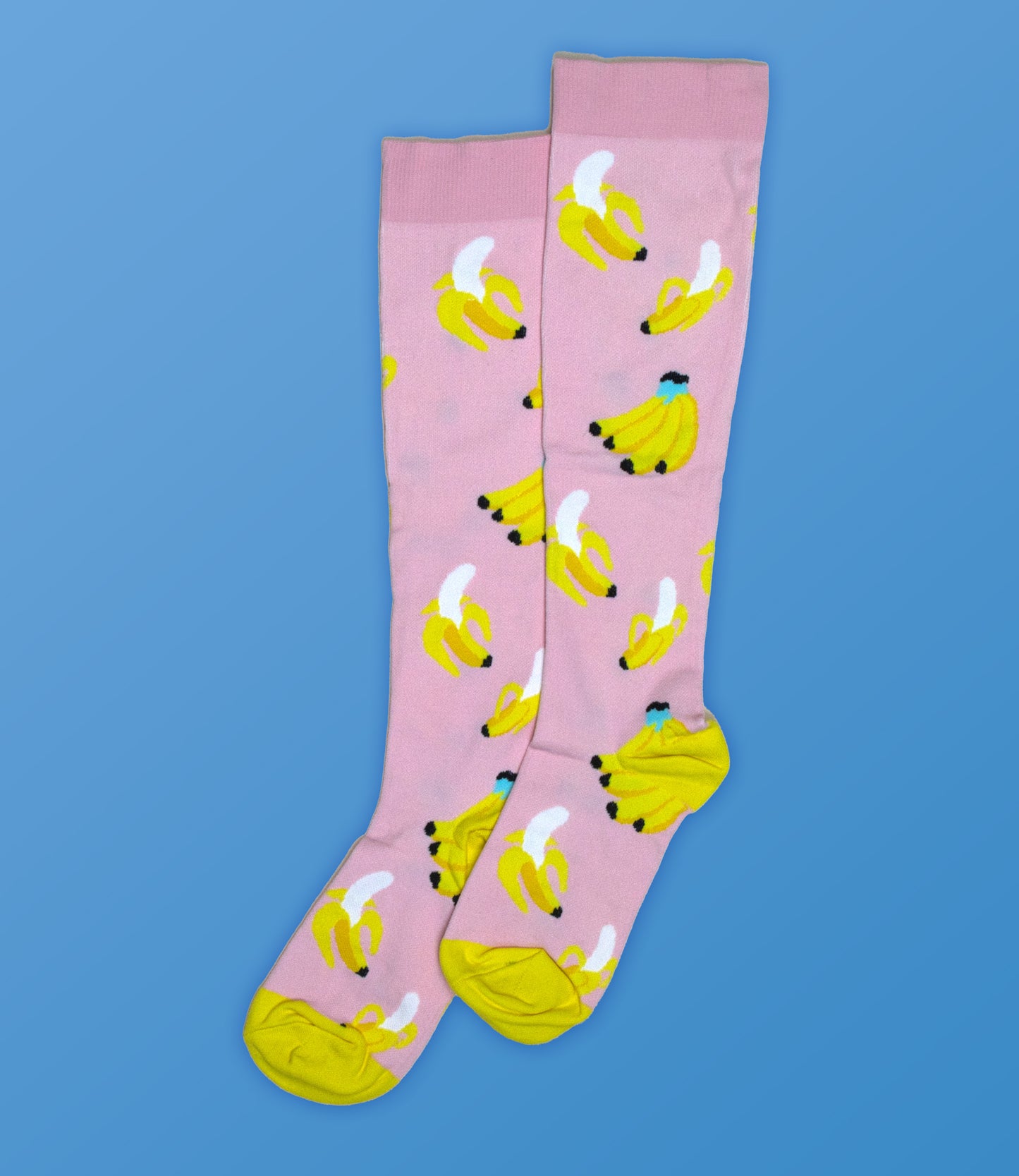 Chaussettes de compression banane roses et jaunes