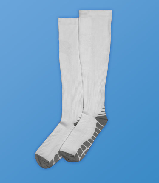 White Sports Running Compression Socks