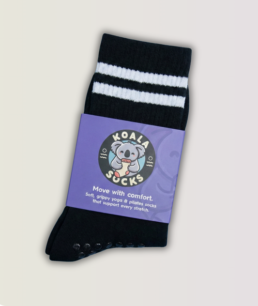 Black Striped Pilates Grip Socks