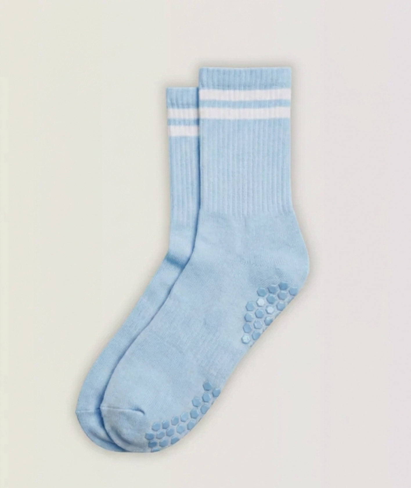 Baby Blue Striped Pilates Grip Socks