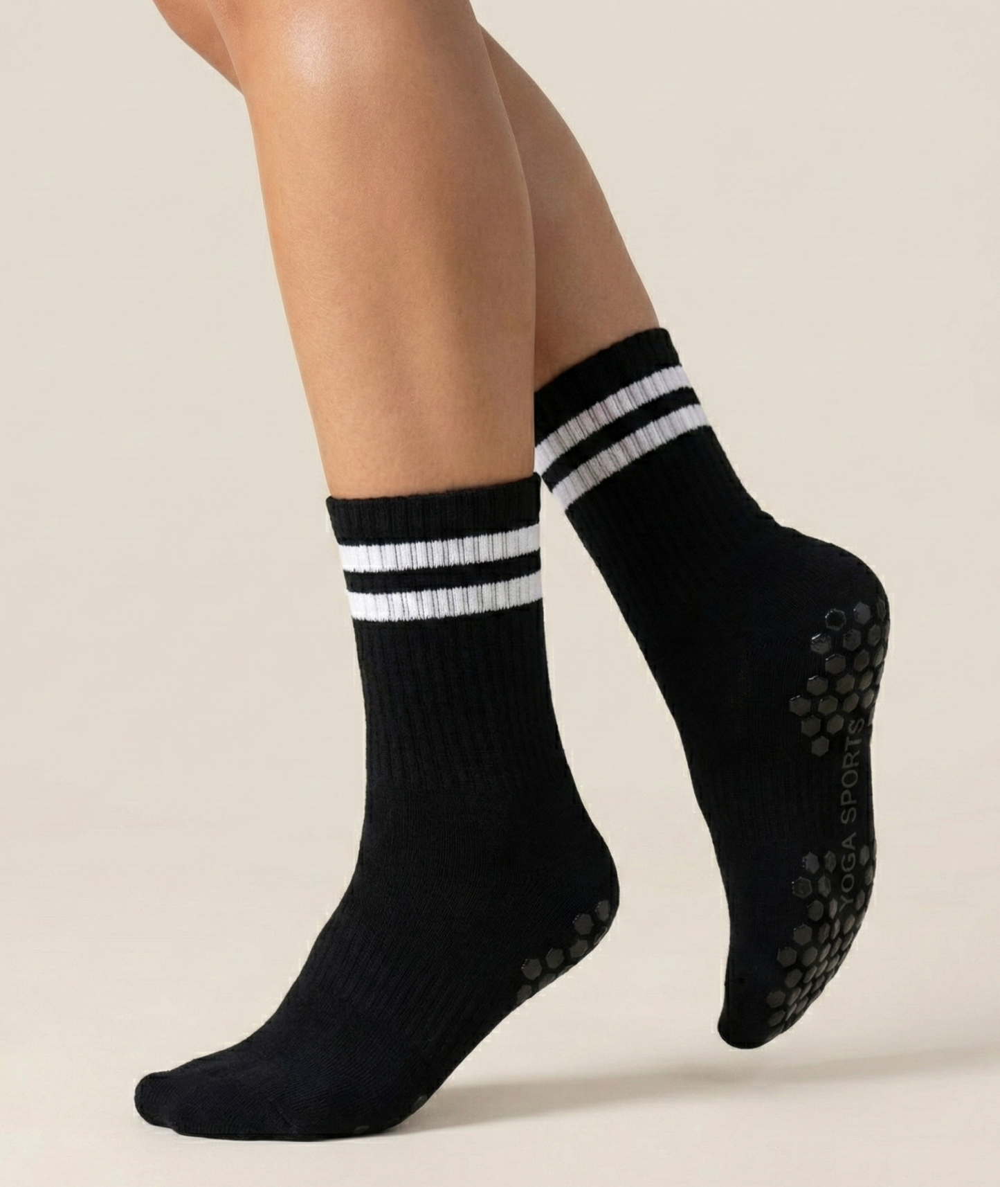 Black Striped Pilates Grip Socks