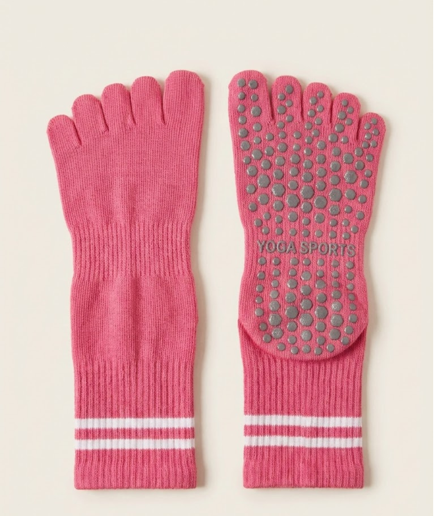 Pink Striped Toe Socks