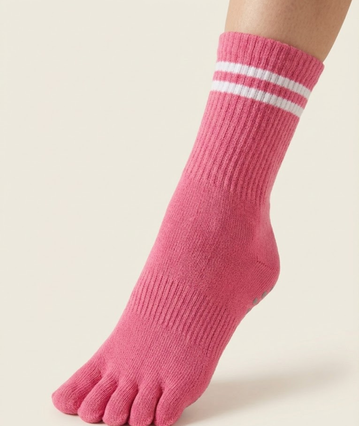 Pink Striped Toe Socks
