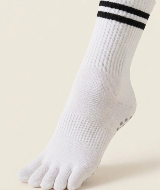 White Striped Toe Socks