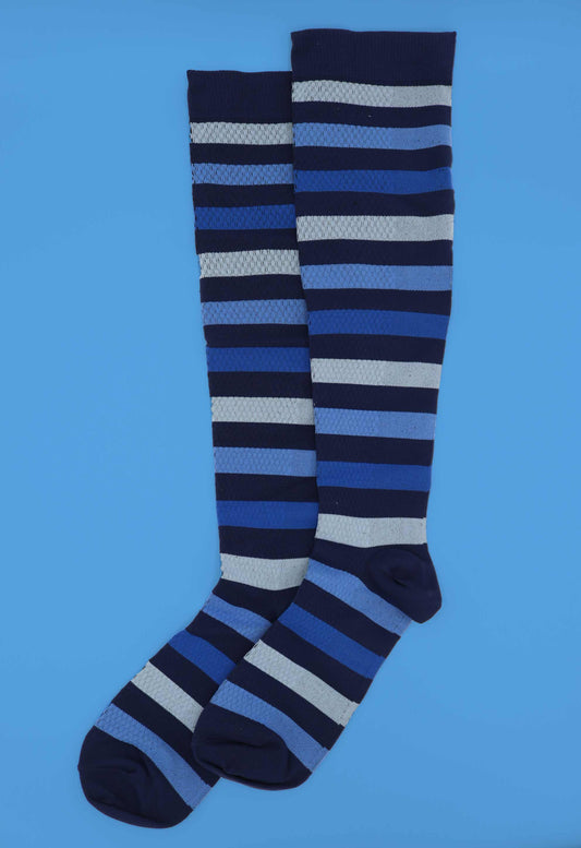 Stripy Blue Compression Socks