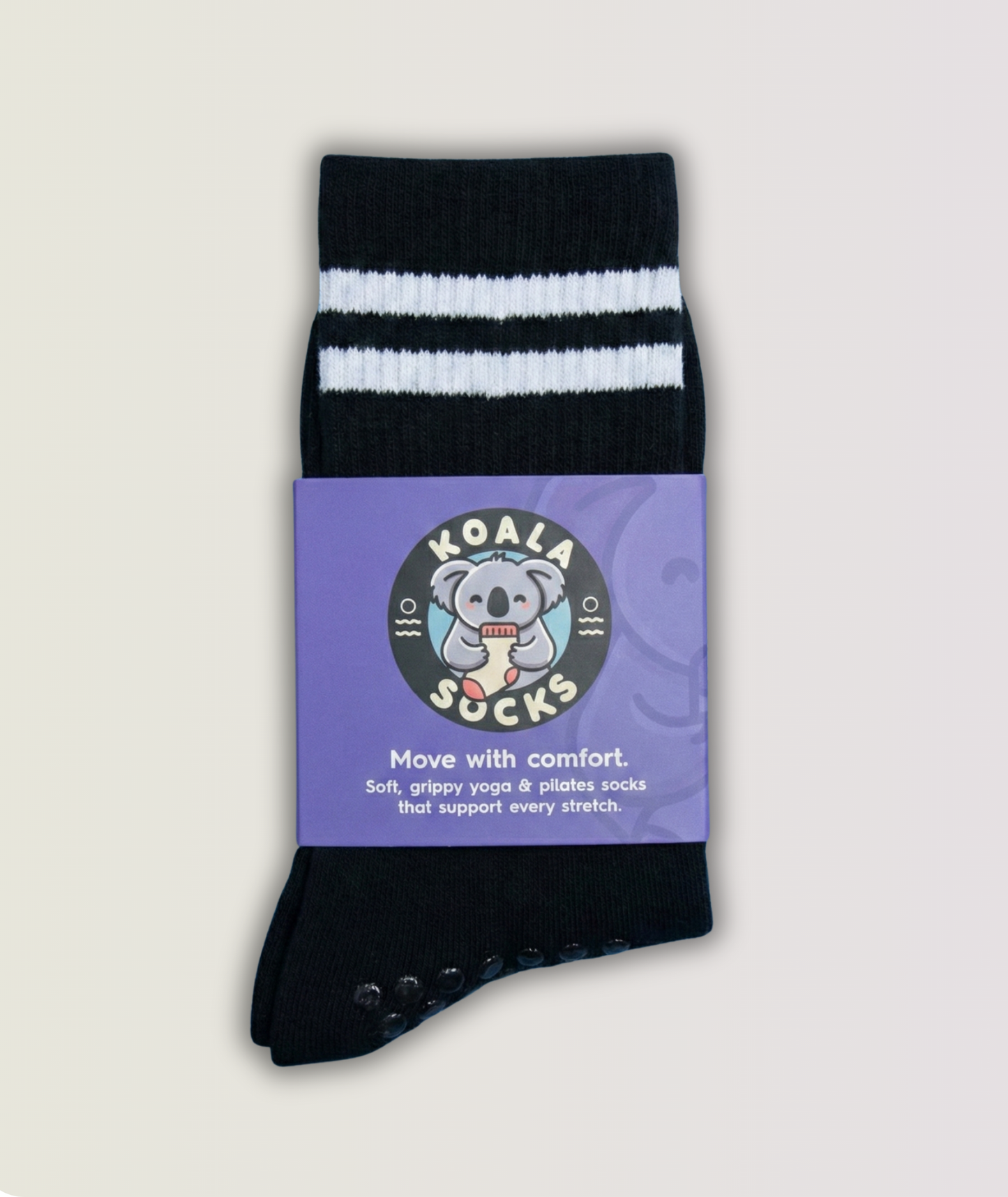 Black Striped Pilates Grip Socks