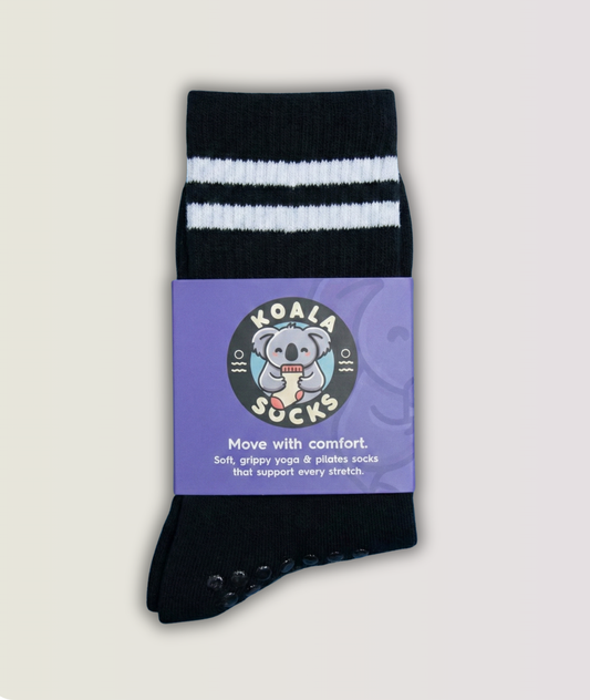 Black Striped Pilates Grip Socks