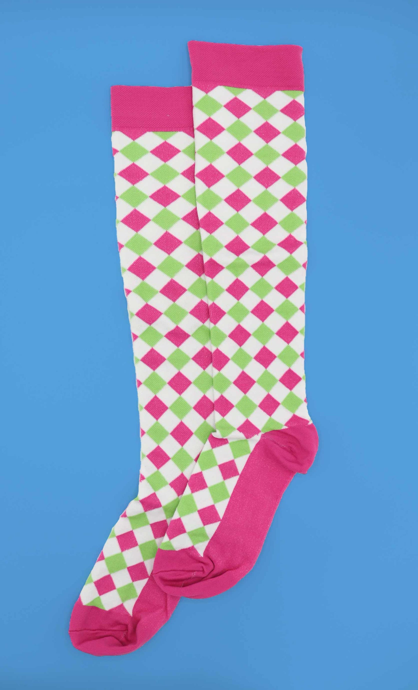 Pink & Green Patterned Compression Socks