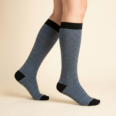 Black & White Thin Striped Compression Socks