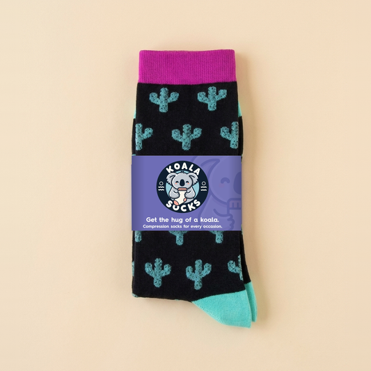 Black & Green Cactus Compression Socks