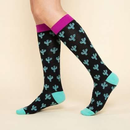 Black & Green Cactus Compression Socks