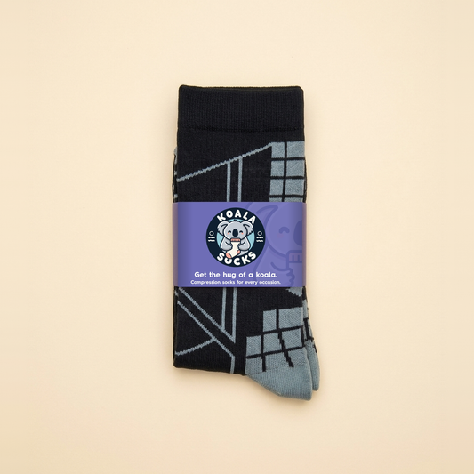 Black Sports Running Compression Socks