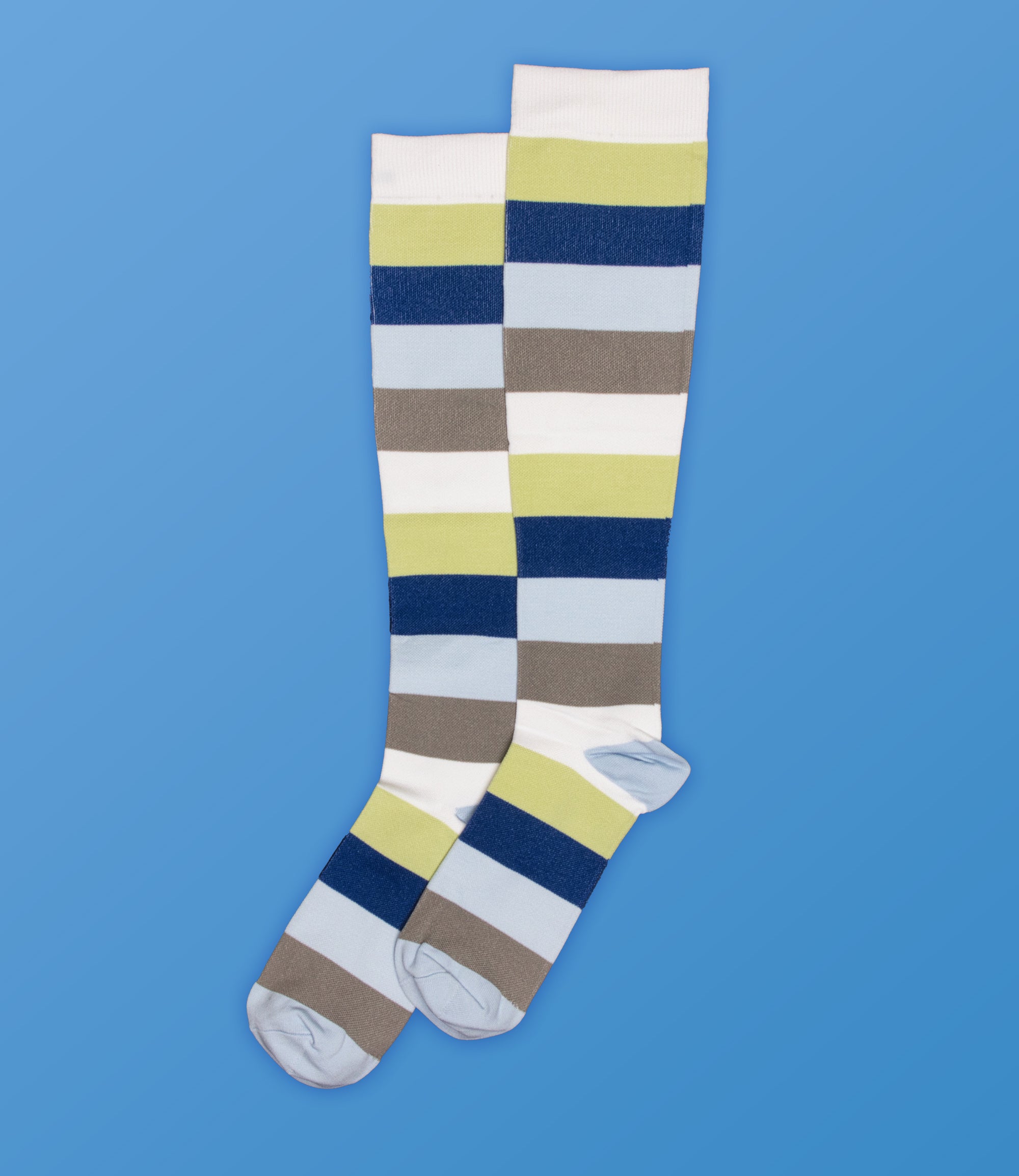 Blue/Green/Grey Striped Compression Socks | Koala Socks