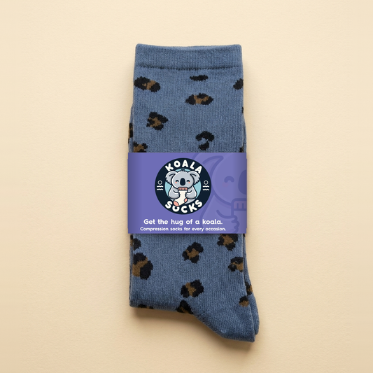 Grey Leopard Print Compression Socks