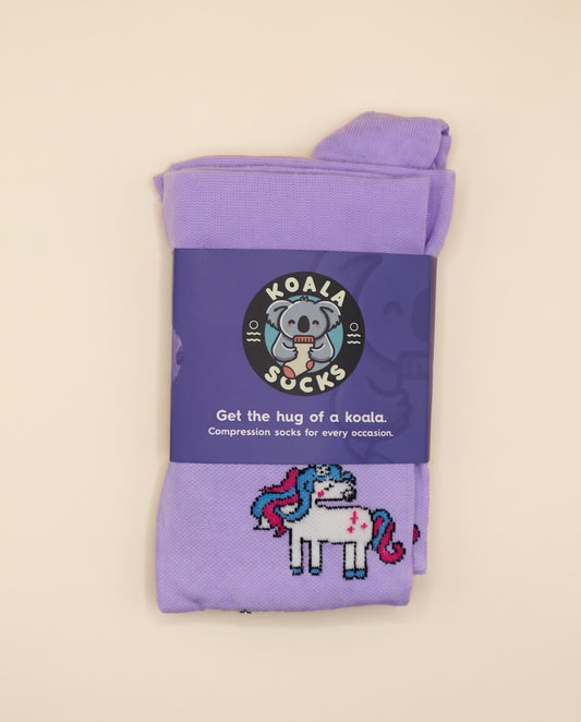 Pastel Purple Unicorn Compression Socks