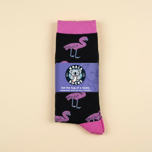 Pink & Black Flamingo Compression Socks