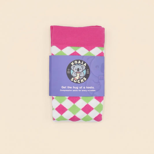 Pink & Green Patterned Compression Socks