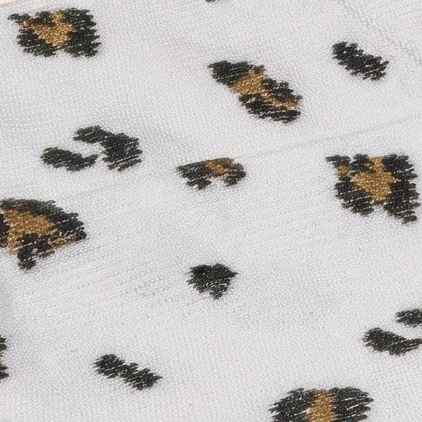 White Leopard Print Compression Socks