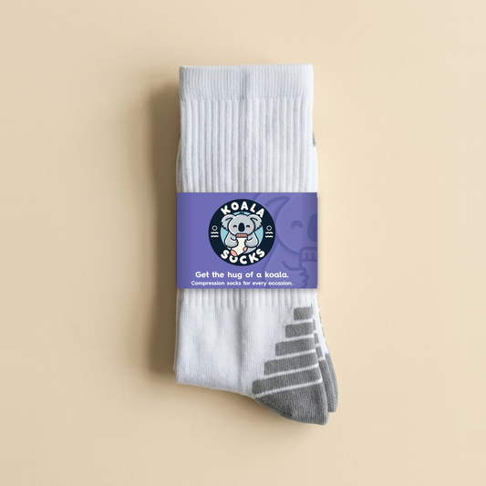White Sports Running Compression Socks